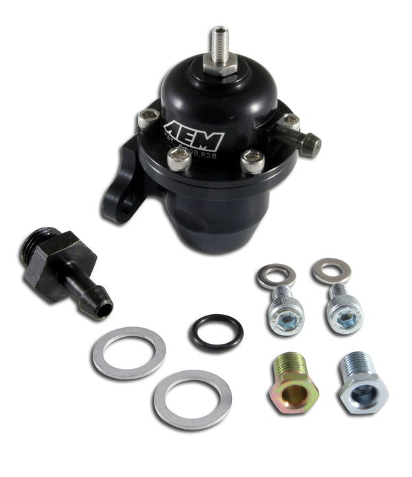 AEM 98-99 Acura CL / 00-05 S2000 / 98-02 Accord / 96-00 Civic Black Adjustable Fuel Pressure Regulat - Bull Strap