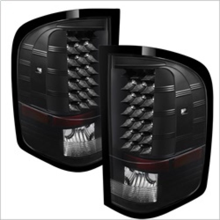 xTune Chevy Silverado 07-13 LED Tail Lights Black ALT-JH-CS07-LED-BK - Bull Strap