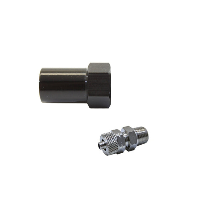 Snow Performance 1/8in NPT to 1/4in Quick-Connect Low Profile Straight Nozzle Holder - Bull Strap