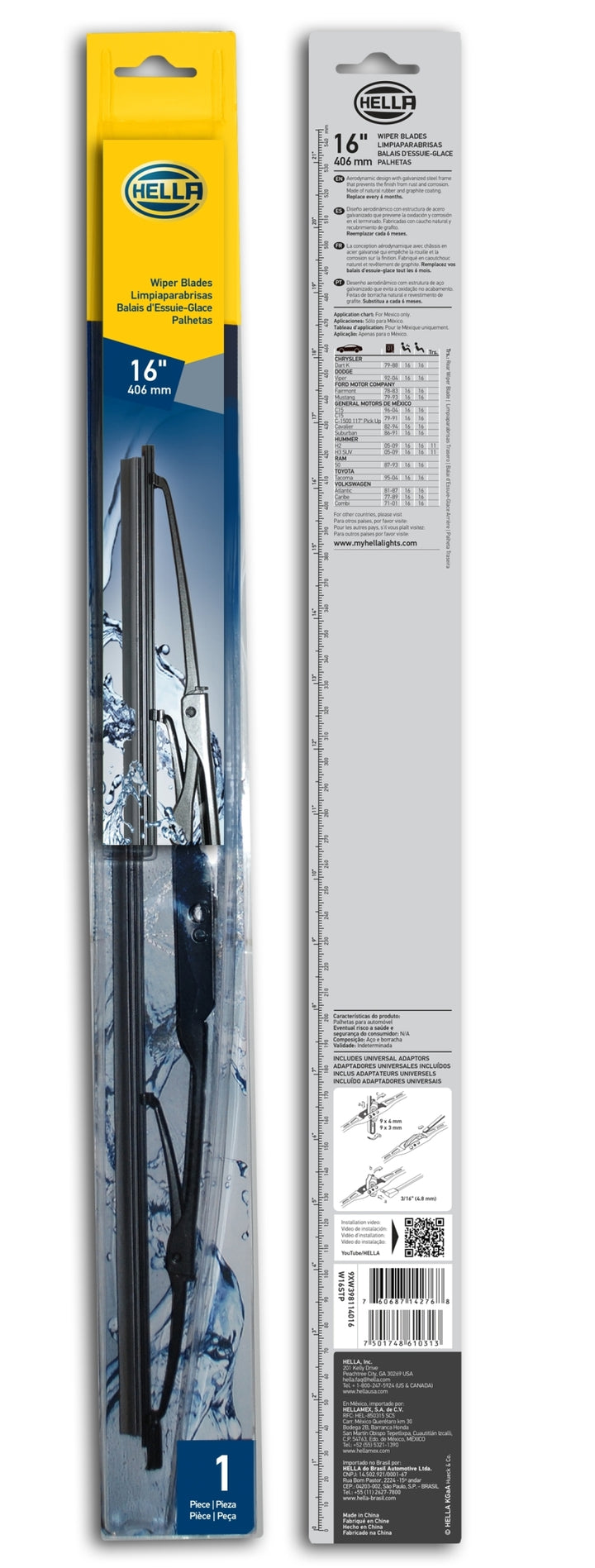 Hella Standard Wiper Blade 16in - Single - Bull Strap