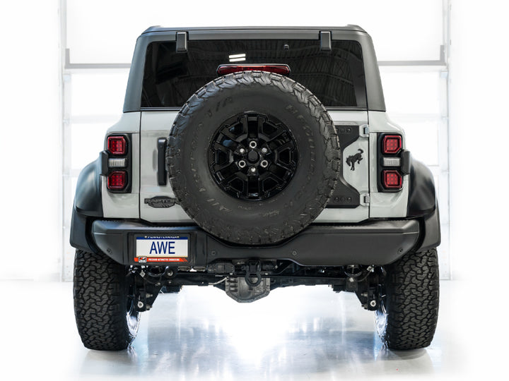 AWE Tuning 22-24 Ford Bronco Raptor 4WD Dual BashGuards Cat-Back SwitchPath Exhaust (No Tips) - Bull Strap