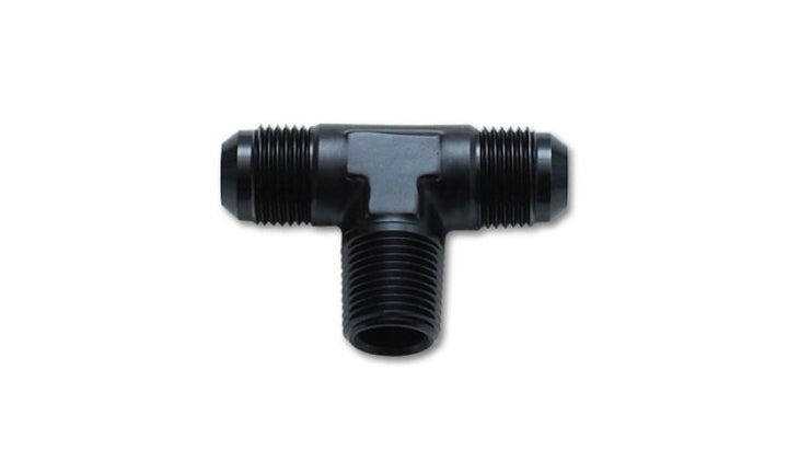 Vibrant -4AN x 1/8in NPT Flare to Pipe Tee Adapter Fitting - Aluminum - Bull Strap