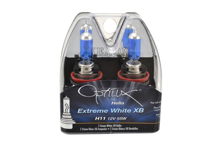 Hella H11 12V 55W Xenon White XB Bulb (Pair) - Bull Strap