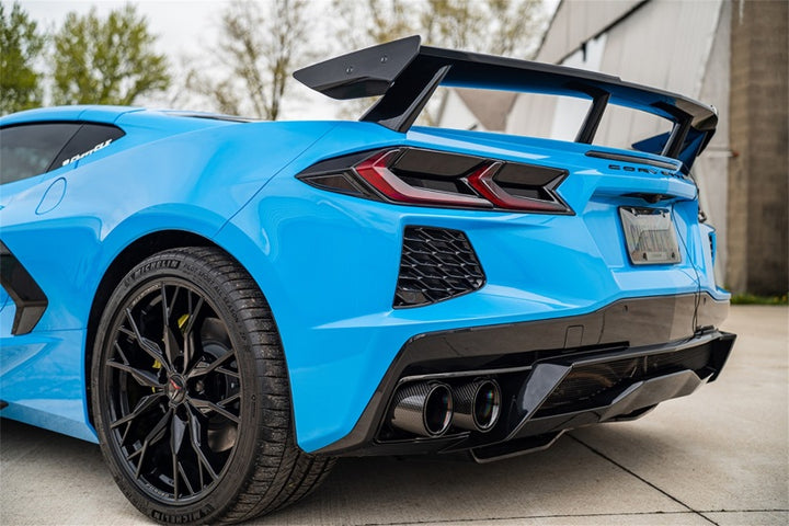 Corsa 20-25 Chevrolet Corvette C8 RWD 3in Valved Cat-Back w/AFM w/4.5in Carbon Fiber Black PVD Tips - Bull Strap
