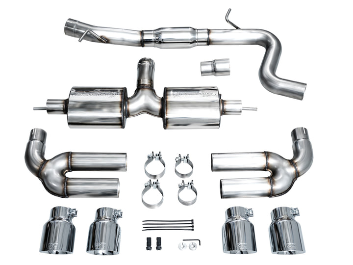 AWE 22-24 Audi 8Y S3 Touring Edition Exhaust - Chrome Silver Tips - Bull Strap