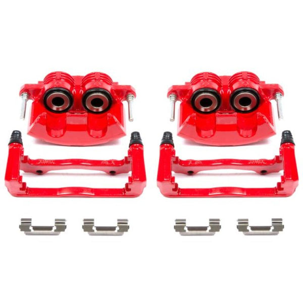 Power Stop 98-02 Chevrolet Camaro Front Red Calipers w/Brackets - Pair - Bull Strap