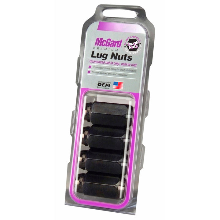 McGard Hex Lug Nut (Cone Seat) M14X1.5 / 22mm Hex / 1.945in. Length (4-Pack) - Black - Bull Strap