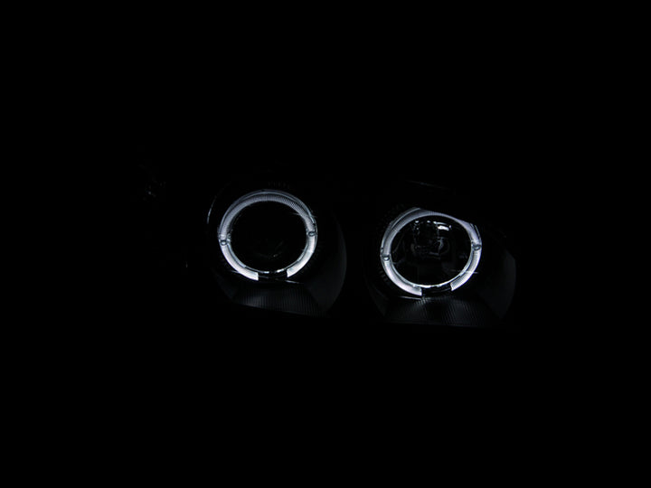 ANZO 2000-2004 Infiniti I30 Projector Headlights w/ Halo Black - Bull Strap
