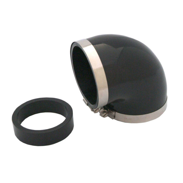 Spectre Coupler Elbow Reducer 3in. / 90 Degree w/2.5in. Insert (PVC) - Black - Bull Strap