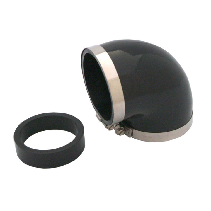 Spectre Coupler Elbow Reducer 3in. / 90 Degree w/2.5in. Insert (PVC) - Black - Bull Strap