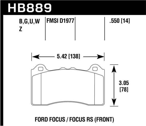 Hawk 2017 Ford Focus HPS 5.0 Front Brake Pads - Bull Strap