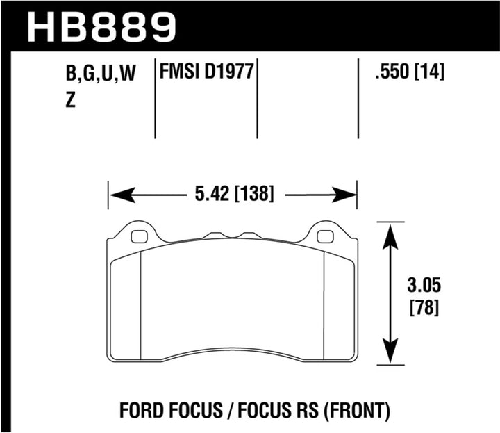 Hawk 2017 Ford Focus HPS 5.0 Front Brake Pads - Bull Strap