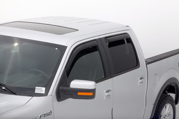AVS 09-14 Ford F-150 Supercrew Ventvisor In-Channel Front & Rear Window Deflectors 4pc - Smoke - Bull Strap