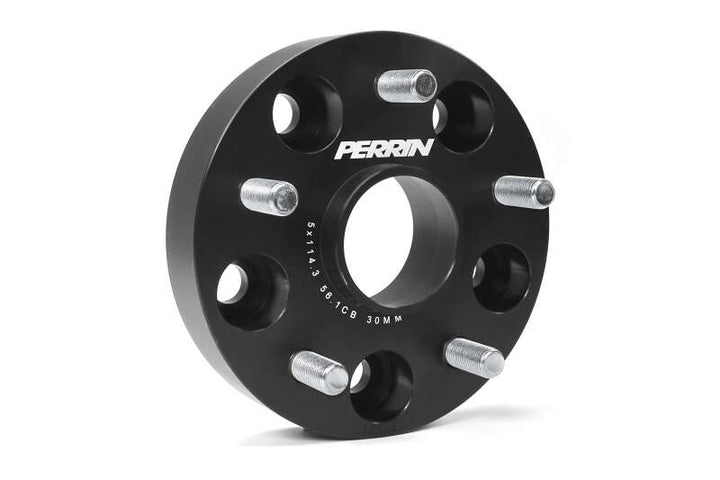 PERRIN Subaru 30mm Wheel Spacers 5x114.3 BP w/56mm Hub - Black - Bull Strap