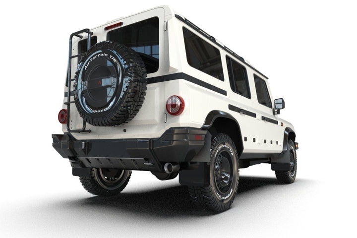 Rally Armor 23-25 Ineos Grenadier Black Mud Flap - Metallic Black Logo - Bull Strap
