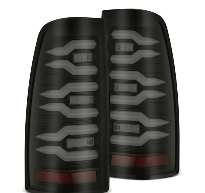 AlphaRex 99-06 Chevrolet Silverado/99-06 GMC Sierra LUXX-Series LED Tail Lights - Black - Bull Strap