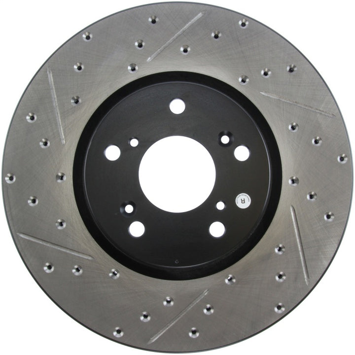 StopTech 04-08 Acura TL (Brembo Caliber) SportStop Slotted & Drilled Right Front Rotor - Bull Strap