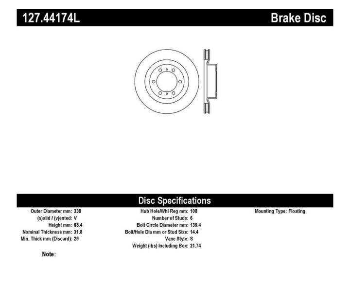 StopTech Slotted & Drilled Sport Brake Rotor - Bull Strap