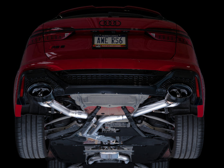 AWE Tuning 21-23 Audi C8 RS6/RS7 SwitchPath Cat-back Exhaust - Diamond Black Tips - Bull Strap