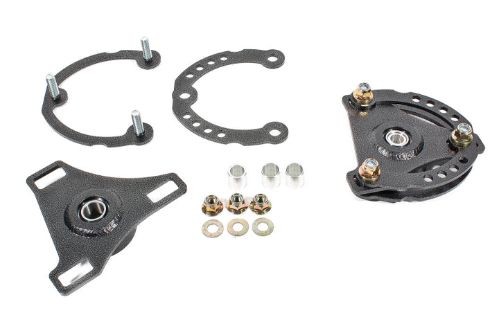 BMR 15-17 S550 Mustang Caster Camber Plates - Black Hammertone - Bull Strap