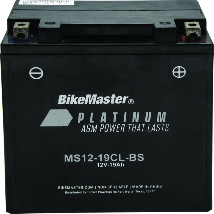 BikeMaster AGM Battery - MS12-19CL-BS - Bull Strap