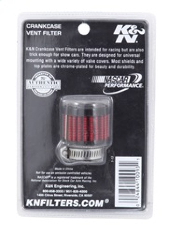 K&N 0.75 inch ID 1.375 inch OD 1.125 inch H Clamp On Crankcase Vent Filter - Bull Strap