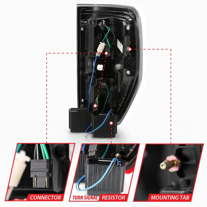 ANZO 2009-2013 Ford F-150 LED Taillights Black - Bull Strap