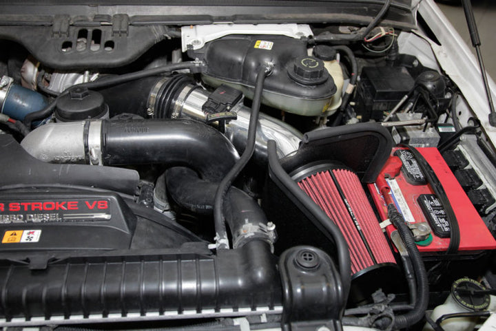 Spectre 03-07 Ford SD V8-6.7L DSL Air Intake Kit - Polished w/Red Filter - Bull Strap
