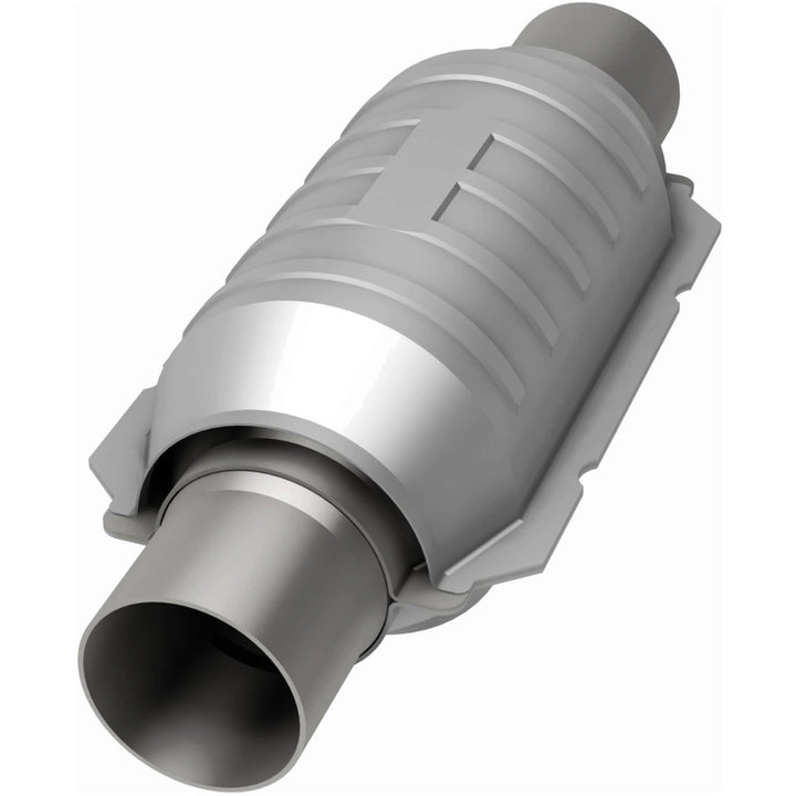 MagnaFlow Conv Univ 2in Inlet/Outlet Ctr/Ctr Round 9in Body L x 5.125in W x 13in Overall L 49 State - Bull Strap