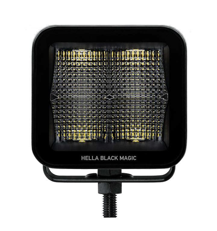 Hella Universal Black Magic 3.2in L.E.D. Cube Kit - Flood Beam - Bull Strap