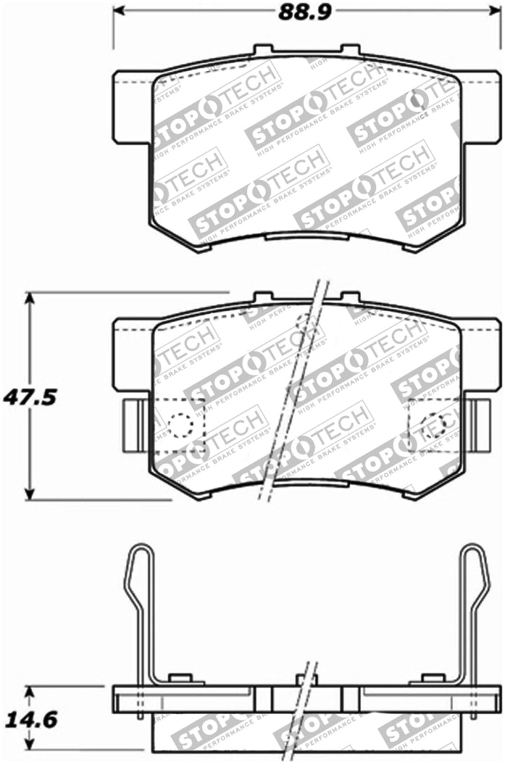 StopTech Performance 00-09 Honda S2000 / 92-07 Accord / 04-10 Acura TSX / 02-06 RSX Rear Brake Pads - Bull Strap