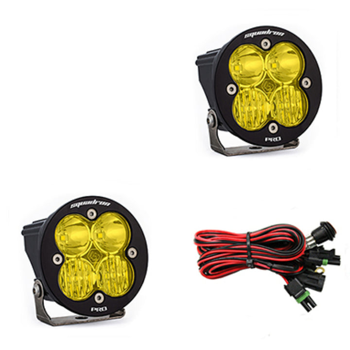 Baja Designs Squadron R Pro Driving/Combo Pair LED Light Pods - Amber - Bull Strap