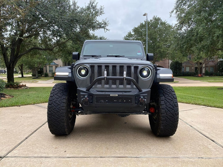 Oracle Oculus Bi-LED Projector Headlights for Jeep JL/Gladiator JT - Matte Blk - 5500K - Bull Strap