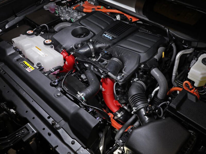 aFe 23-24 Toyota Sequoia V6-3.4L Hybrid BladeRunner 2.5in Aluminum Hot Charge Pipe - Red - Bull Strap