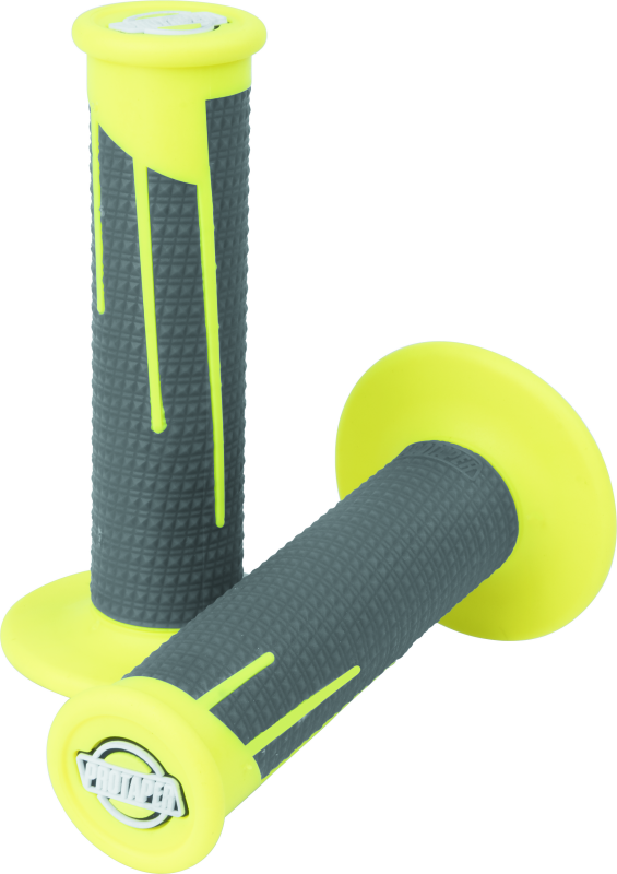 ProTaper Full Diamond Clamp-On Grips - Neon Yellow/Dark Gray - Bull Strap