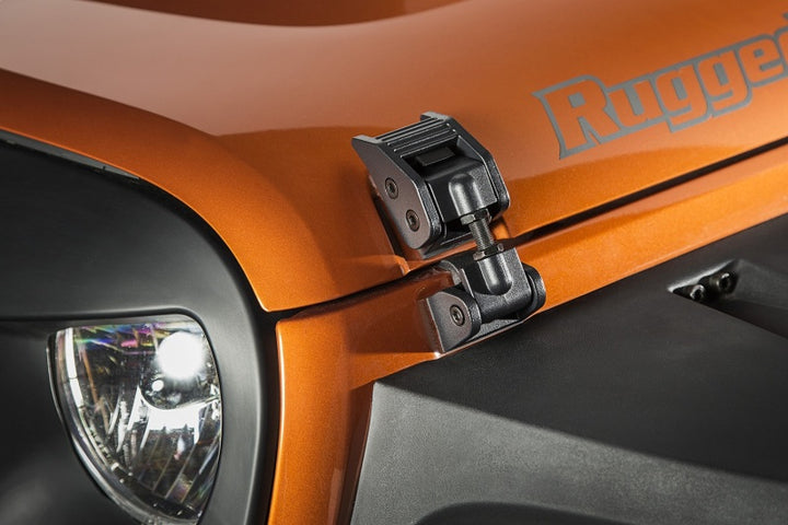 Rugged Ridge 07-18 Jeep Wrangler JK Textured Black Hood Catches - Bull Strap