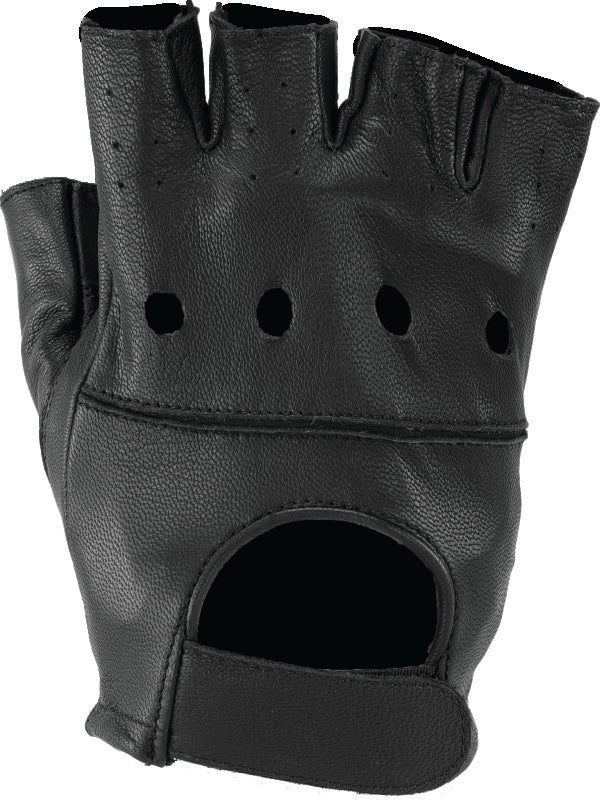 Kuryakyn Leather By River Road Hollister Shorty Gloves Black - XL - Bull Strap