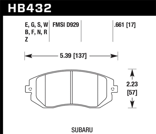 Hawk 03-05 WRX / 08 WRX D929 HP+ Street Front Brake Pads - Bull Strap