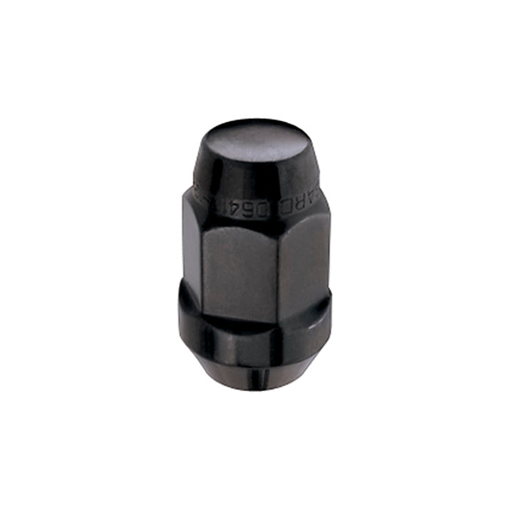 McGard Hex Lug Nut (Cone Seat Bulge Style) M12X1.5 / 3/4 Hex / 1.45in. Length (4-Pack) - Black - Bull Strap