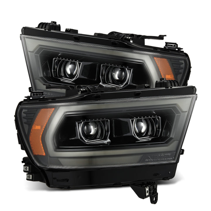 AlphaRex 19-22 Dodge Ram 1500 PRO-Series Projector Headlights Alpha Black w/Seq Signal/DRL - Bull Strap