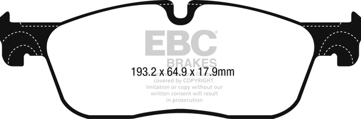 EBC 2016+ Jaguar F-Pace 2.0L TD (180) Yellowstuff Front Brake Pads - Bull Strap