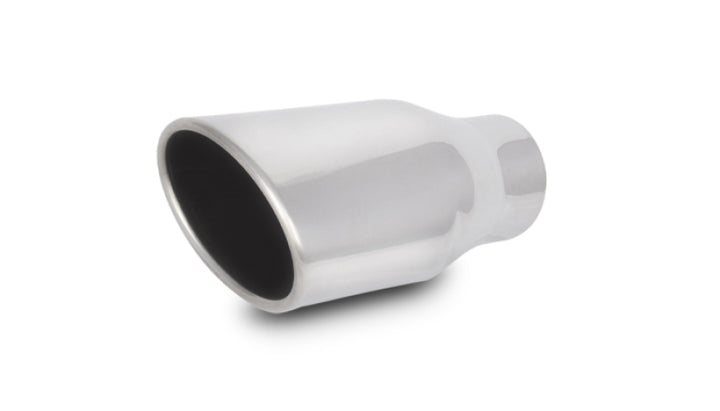 Vibrant 4.5in x 3in Oval SS Exhaust Tip (Single Wall Angle Cut Rolled Edge) - Bull Strap