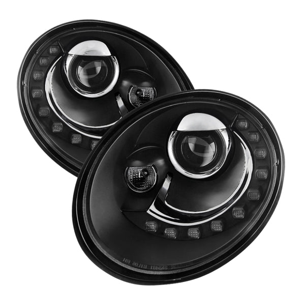 Spyder Volkswagen Beetle 06-10 Projector Headlights DRL LED Black PRO-YD-VB06-DRL-BK - Bull Strap