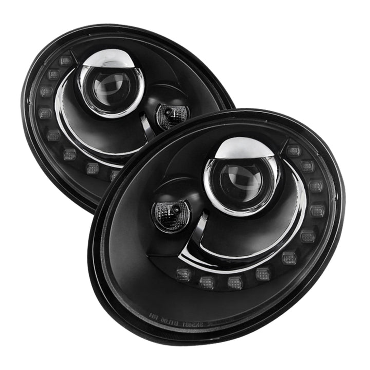 Spyder Volkswagen Beetle 06-10 Projector Headlights DRL LED Black PRO-YD-VB06-DRL-BK - Bull Strap