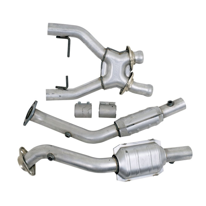 BBK 96-98 Mustang 4.6 Cobra High Flow X Pipe With Catalytic Converters - 2-1/2 - Bull Strap