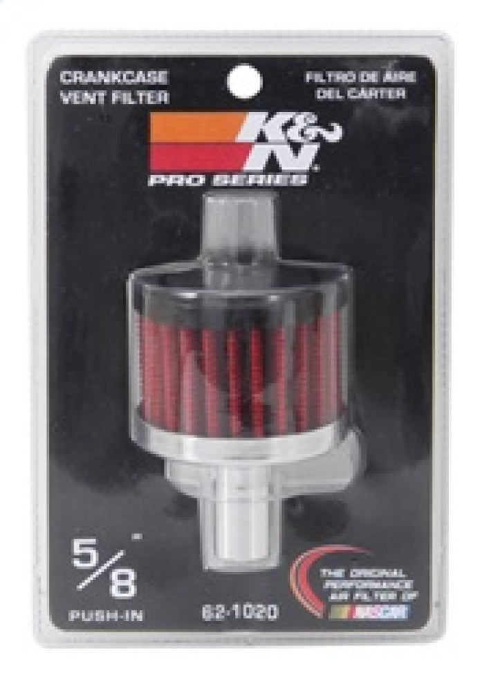 K&N Steel Base Crankcase Vent Filter .625in Vent OD x 2in OD x 1.5in Height - Bull Strap