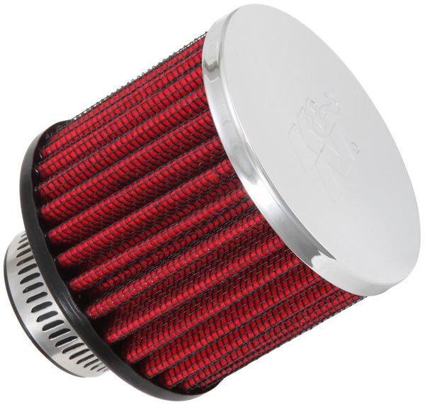 K&N 1.25in Flange ID x 3in OD x 2.5in H Rubber Base Crankcase Vent Filter - Bull Strap