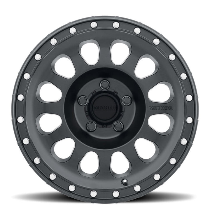 Method MR315 17x8.5 0mm Offset 5x5 71.5mm CB Matte Black Wheel - Bull Strap