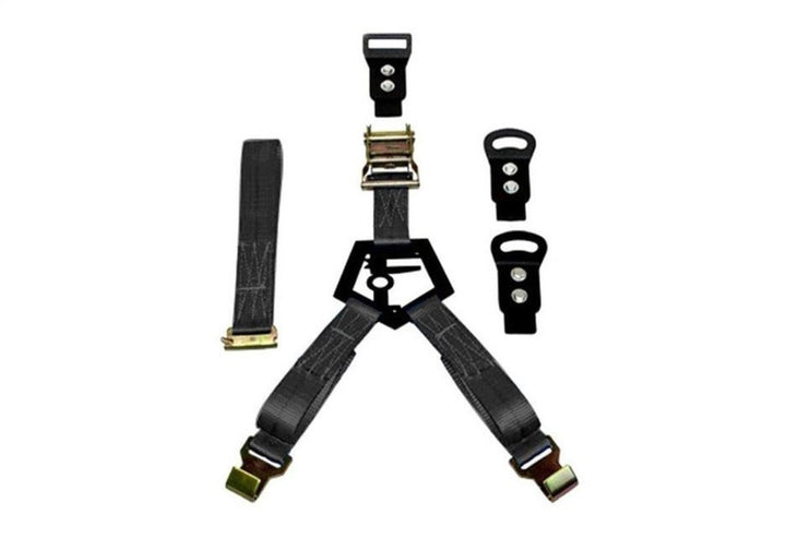 N-Fab Bed Mounted Rapid Tire Strap Universal - Gloss Black - Black Strap - Bull Strap