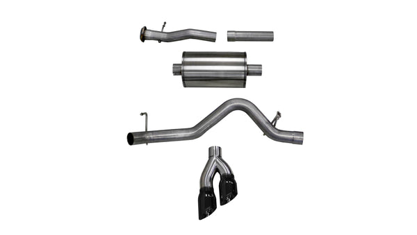 Corsa 2017-22 Chevrolet Colorado 3.7L Extended Cab Sport Cat-Back System Single Rear Exit BlackTips - Bull Strap